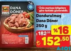 DONDURULMUŞ DANA DÖNER 250 G fiyat ve kampanya bilgisi